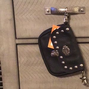 BRAND NEW HARLEY DAVIDSON BLACK LEATHER CLIP BELT BAG
